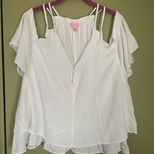 Lilly Pulitzer Cold Shoulder Blouse Sz M